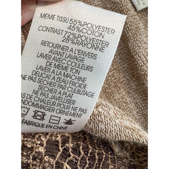 Miss Me‎ Knit Sweater Western Medium Beige Sequin Metallic Cowgirl Studded - Picture 5 of 8